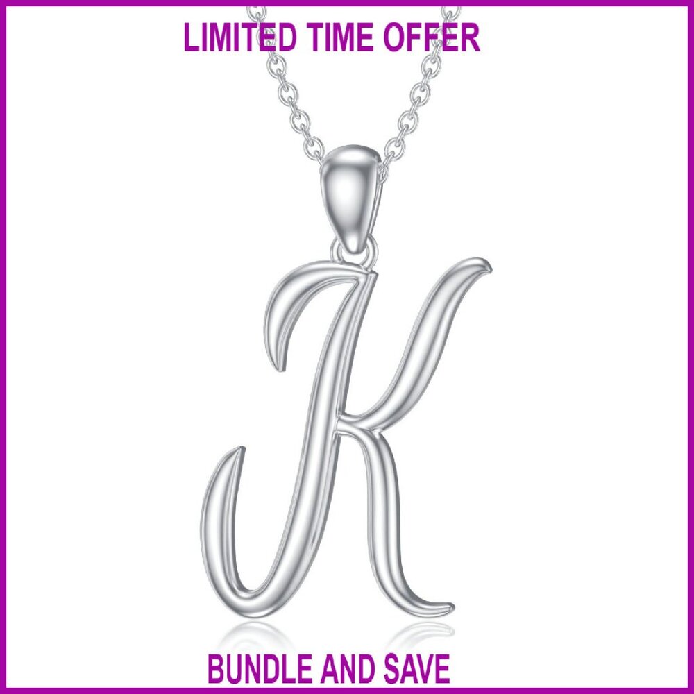 Sterling Silver Initial Necklace Adjustable Chain… - image 1